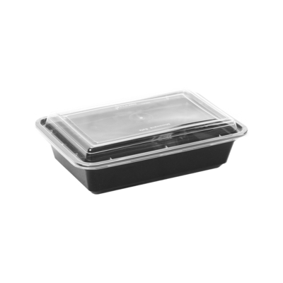Black Base Rectangular Container 38 Oz Base With Lid 300 Pieces