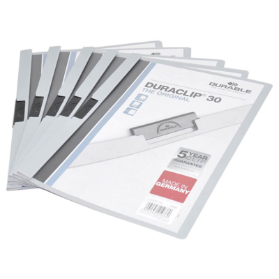 Durable Duraclip Plastic File, A4 Size, Dupg2200-10,Grey, 25/Pack