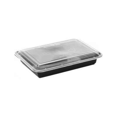 Black Base Rectangular Container 58 Oz Base With Lid 150 Pieces