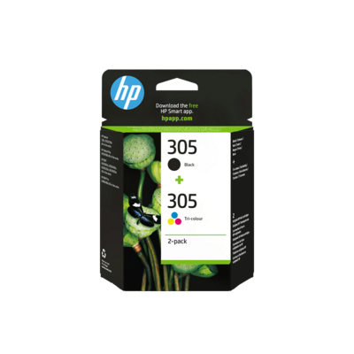 HP 305 2-Pack Tri-color/Black Original Ink Cartridge