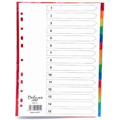 Deluxe Plastic Divider, A4, 1-15 Color 49415, 10Sets