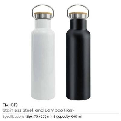 Stainless Steel and Bamboo Flask