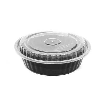 Black Base Round Container 24 Oz With Lids 150 Pieces