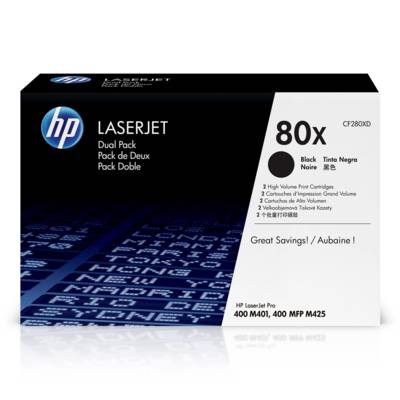 HP 80X 2-pack High Yield Black Original LaserJet Toner Cartridges