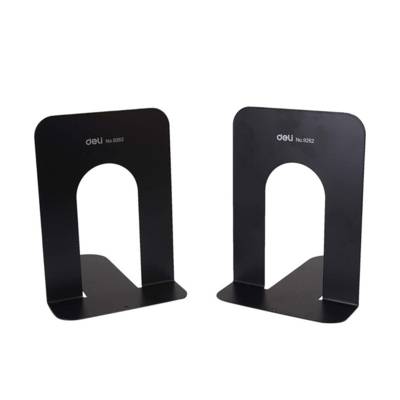 Deli E9262, 2-Piece Book End Set Black