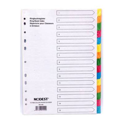 Modest Paper Divider, A4 , 1-15 Color With Number, Ms408, 10Sets