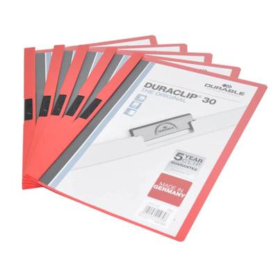 Durable Duraclip Plastic File, A4 Size, Dupg2200-03,Red, 25/Pack