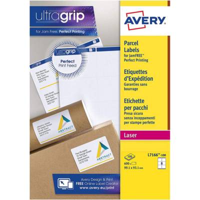 Avery Self Adhesive Parcel Shipping Labels, Laser Printers,  A4 Size, 6 Labels/Sheet, 100 Sheets/Pack