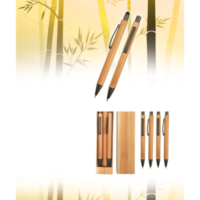 Bamboo pen & pencil in paper Box
