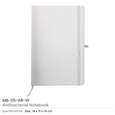 White Colour A5 Size Anti-Bacterial PU Notebook