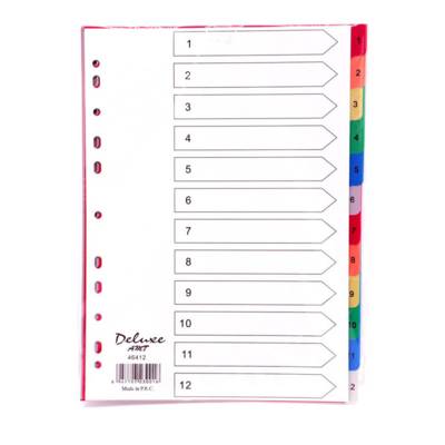 Deluxe Plastic Divider, A4, 1-12 Color With Number, 46412, 10Sets