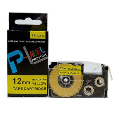 Casio Xr-12Yw1 Label Tape Cassette, 12Mm , Black On Yellow
