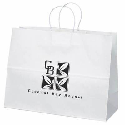 Horizontal White Paper Bags  with  logo
