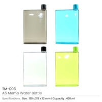 A5 Memo Water Bottles - Transparent Clear