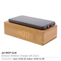 Bamboo Wireless Charger with Clock