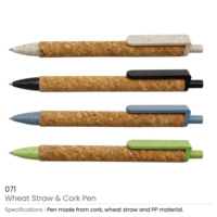 Green Colour Wheat Straw and Cork Barrel Pen