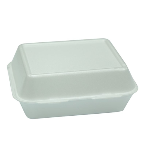 500- Piece (Hb1) Foam Burger Box With Hinged Lid White 127X127X68Millimeter