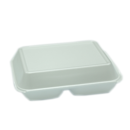 100-Piece (Lb23C) 3 Compartment Foam Lunch Box White 240X200X90Millimeter